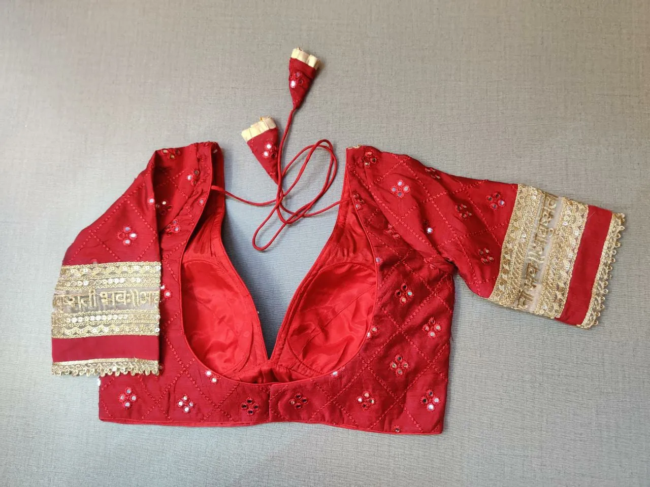 50X845-RO Dark Red Embroidered Designer Saree Blouse