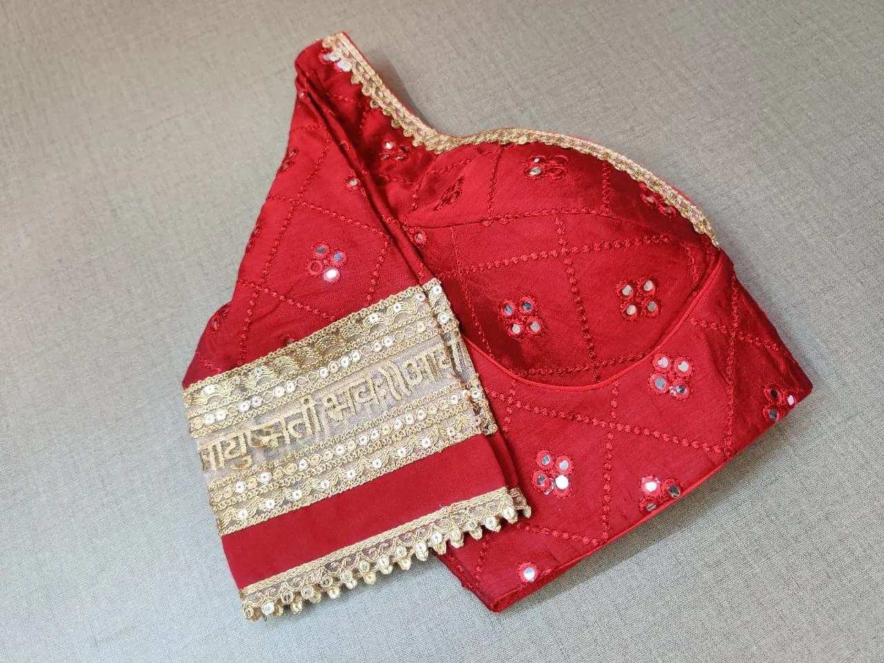 50X845-RO Dark Red Embroidered Designer Saree Blouse