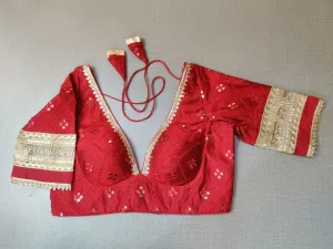 50X845-RO Dark Red Embroidered Designer Saree Blouse
