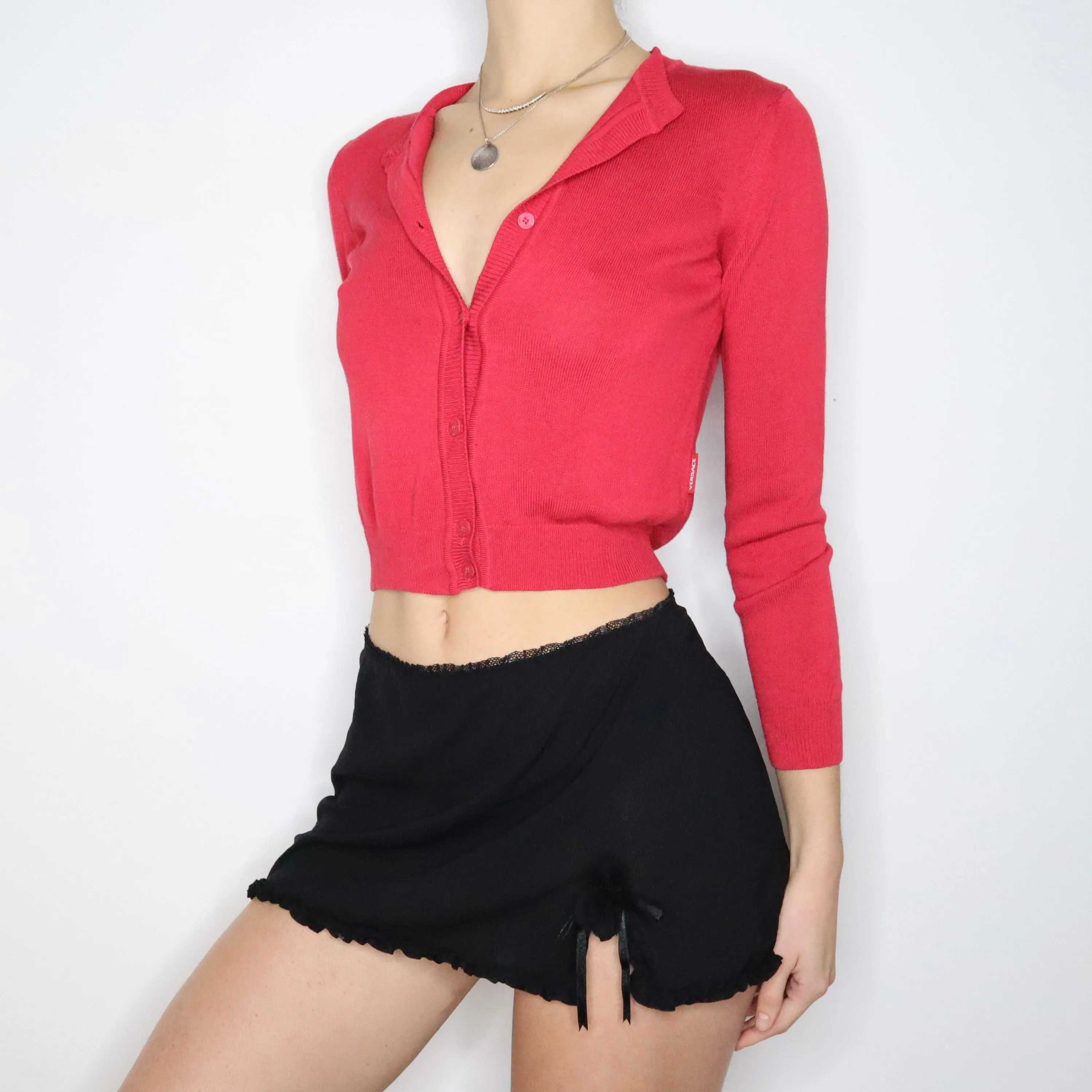 90s VERSACE Red Cardigan (XS)
