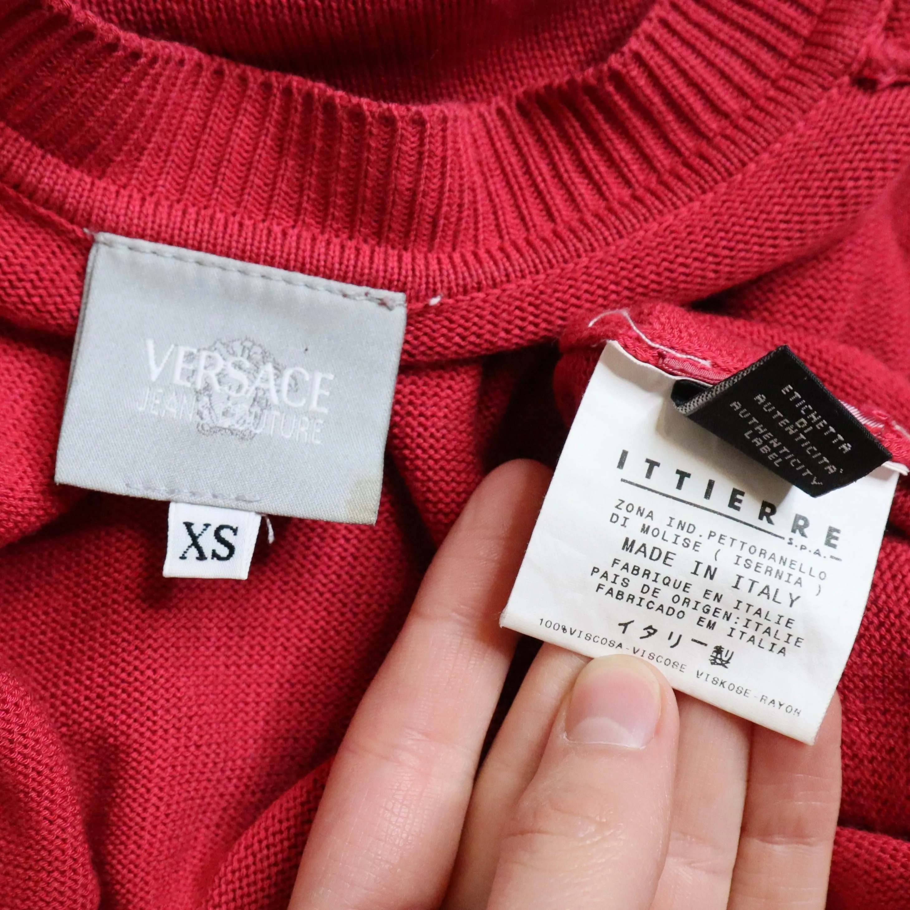 90s VERSACE Red Cardigan (XS)
