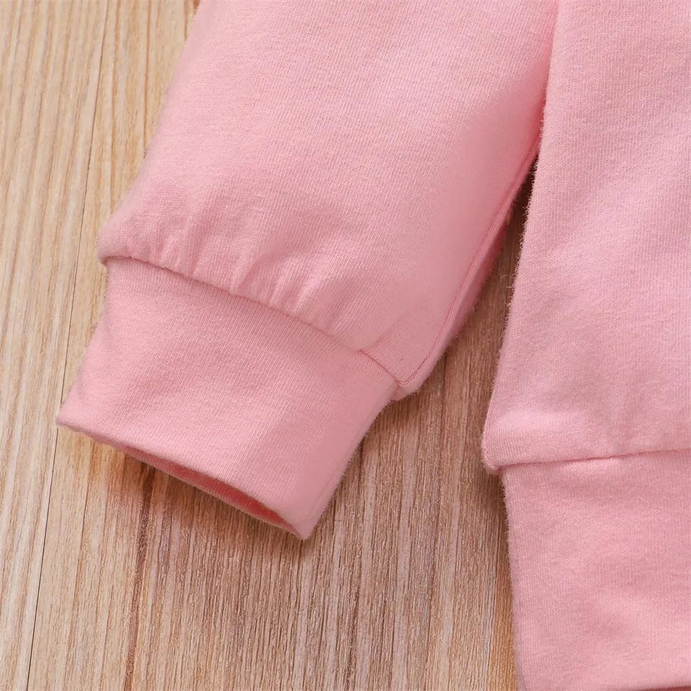 Baby Girls Long Sleeve Hooded Leopard Letter Printed Top & Pants & Headband baby Three Piece Set