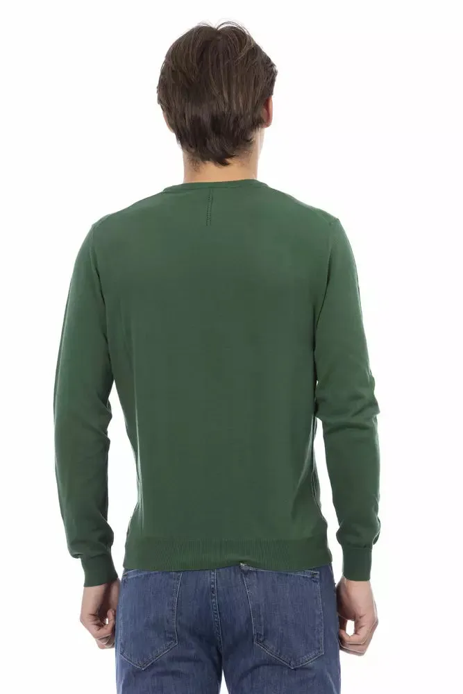 Baldinini Trend Elegant Green Cotton Crew Neck Sweater