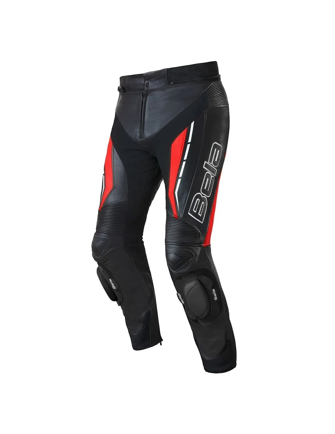 Bela Rocket Motorcycle Mix Kangaroo Mens Leather Pants for 2PC (Black/Red)