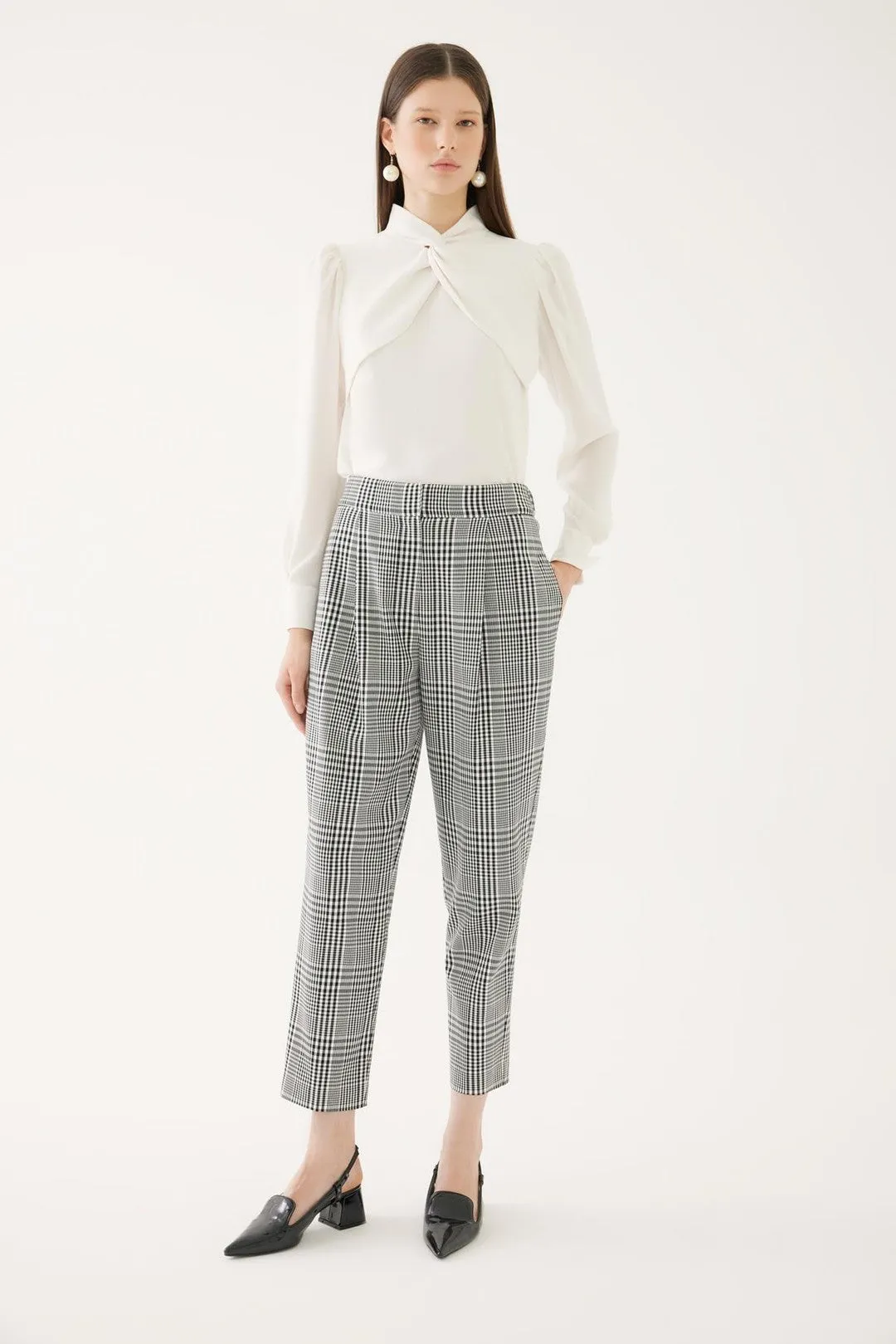 Black and Bone Plaid Carrot Pants