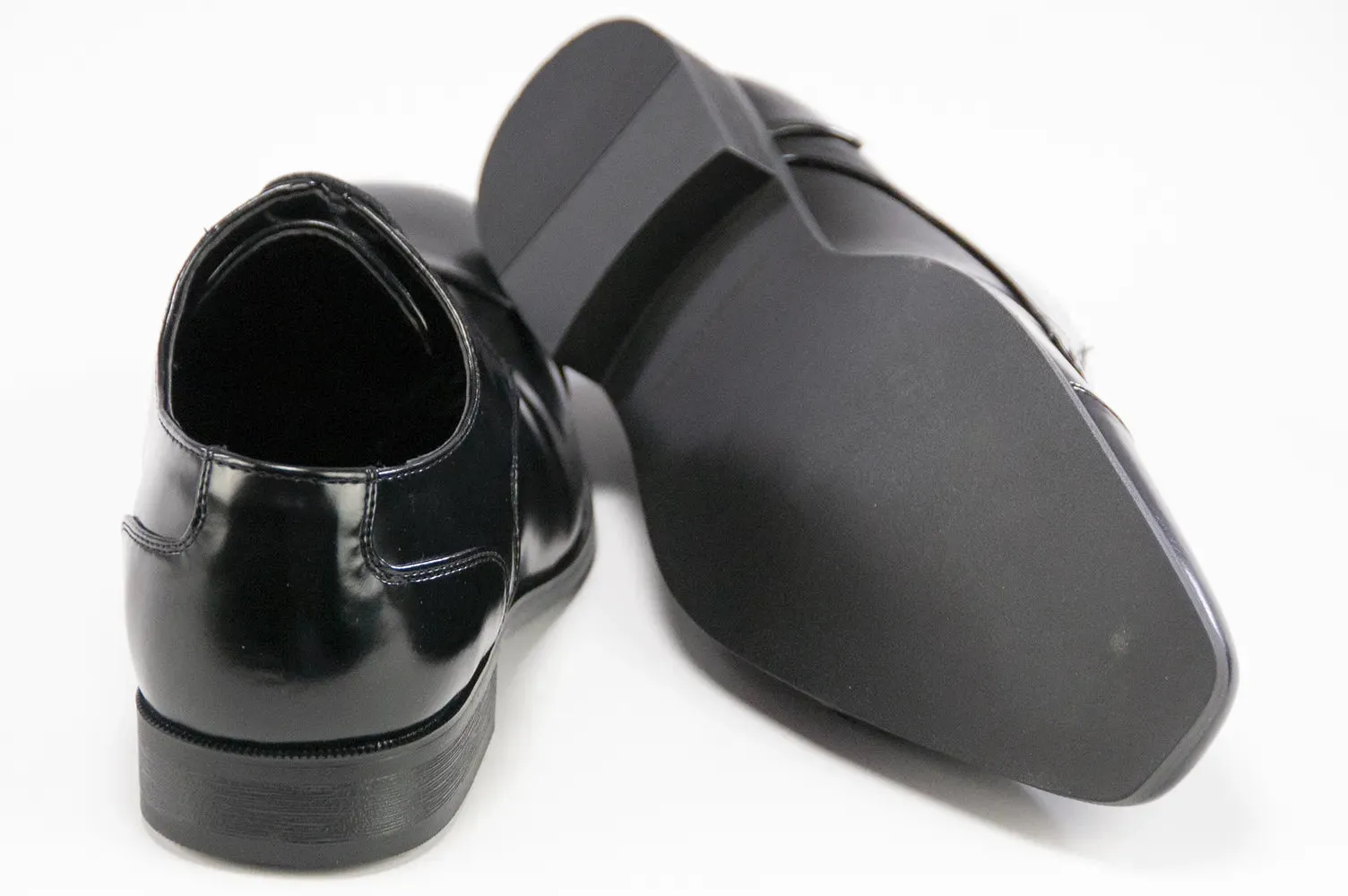 Black Leather Cap-toe Lace-Ups