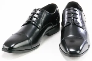 Black Leather Cap-toe Lace-Ups