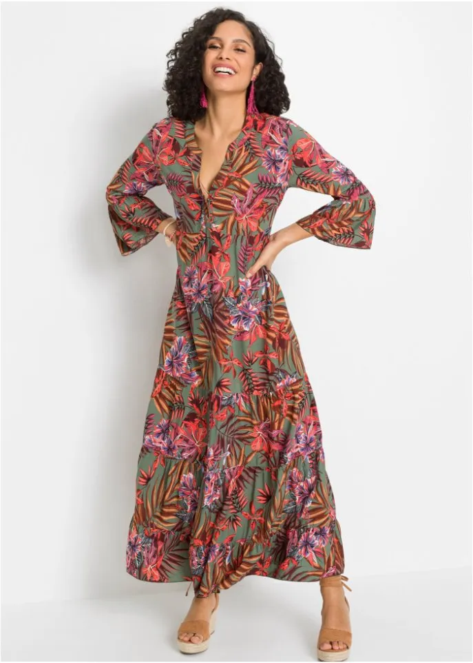 Bodyflirt Print Maxi Dress, Green
