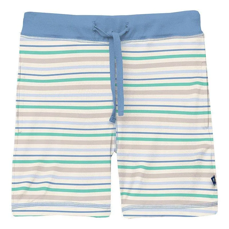 Boy's Print Bamboo Lightweight Drawstring Shorts - Mythical Stripe