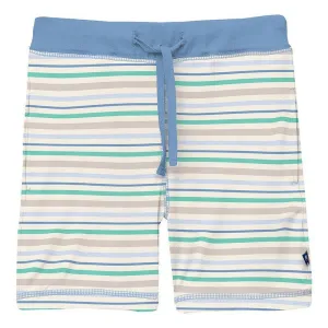 Boy's Print Bamboo Lightweight Drawstring Shorts - Mythical Stripe