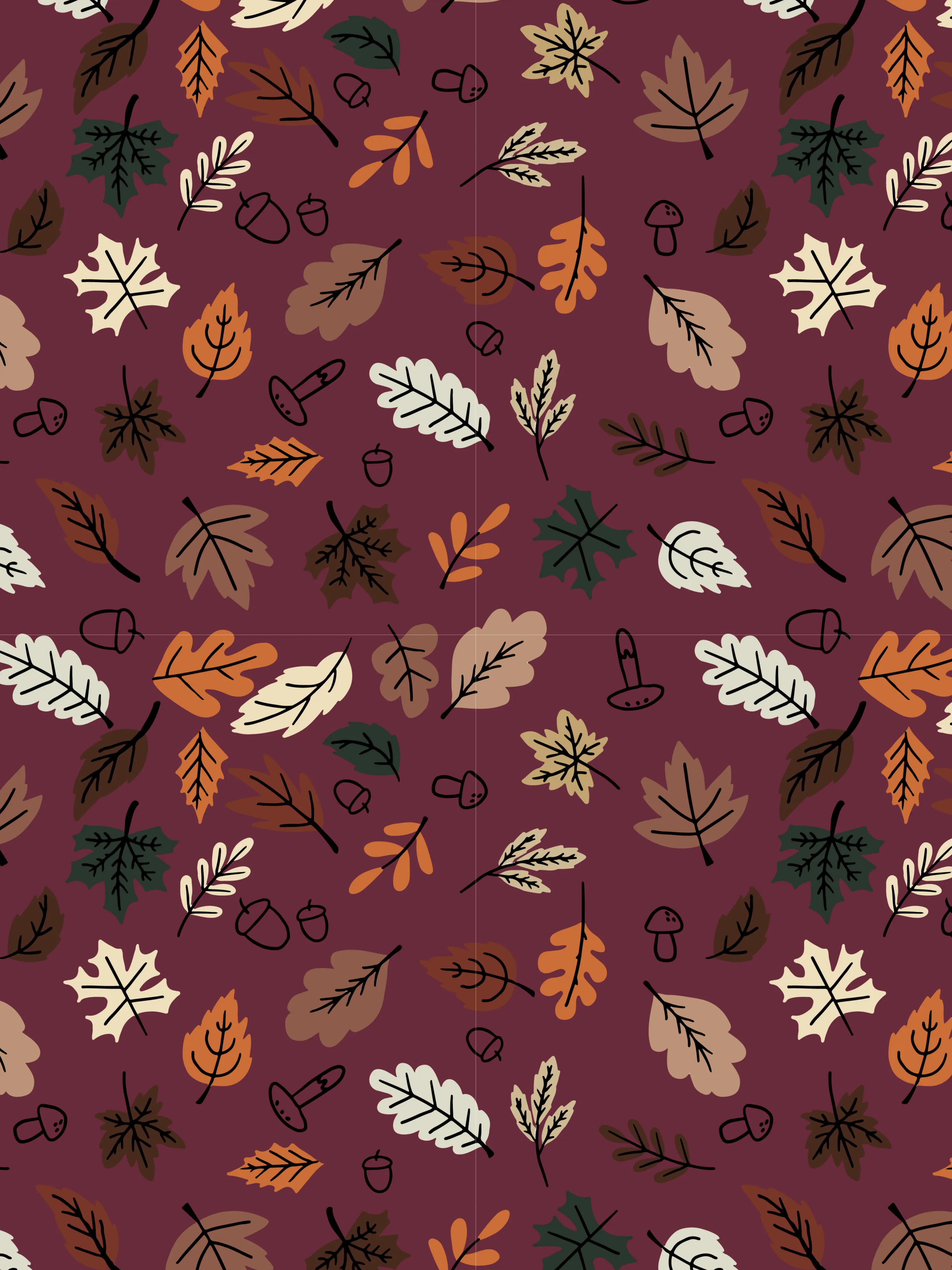 Burgundy Leaves Adult Leggings