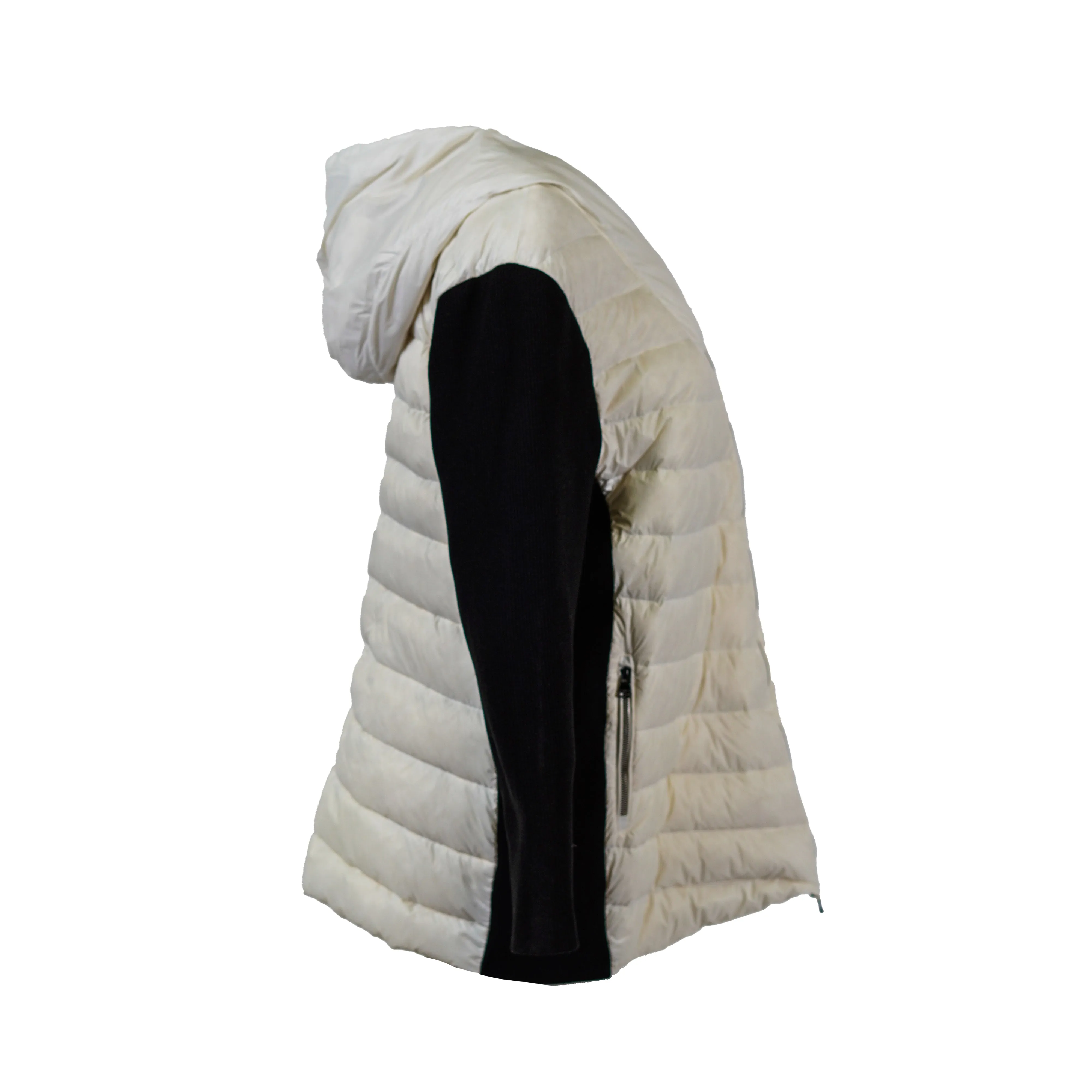 Calvin Klein Women's Plus Size Color Block Hooded Walker Jacket Ivory Black Size 2X