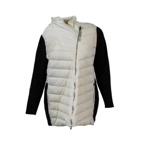 Calvin Klein Women's Plus Size Color Block Hooded Walker Jacket Ivory Black Size 2X