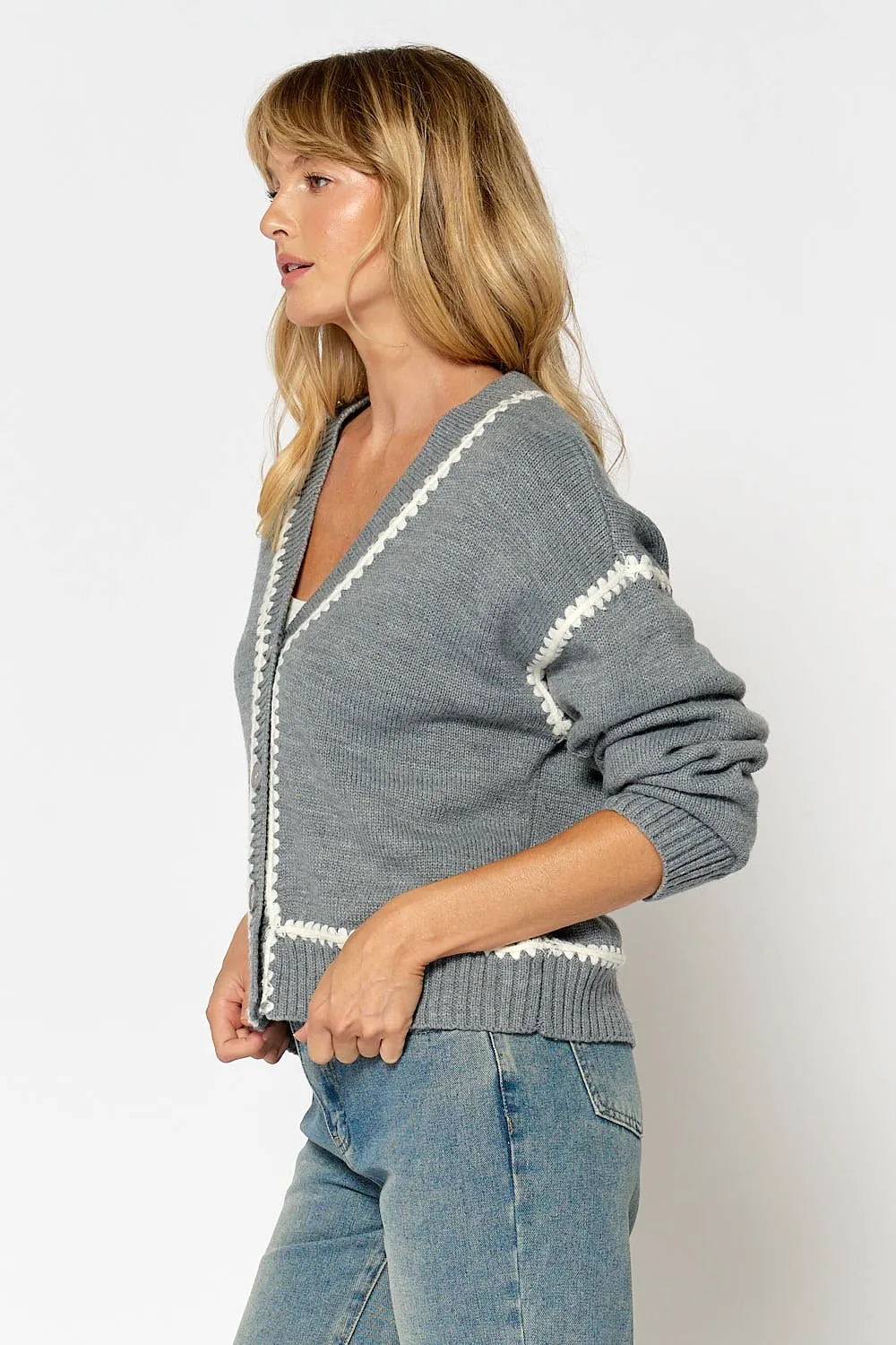 CARDIGAN WITH CONTRAST STITCHING