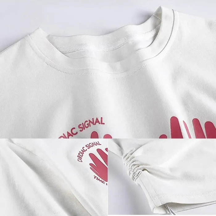 Cartoon Pink Heart T-shirt Cargo Pants
