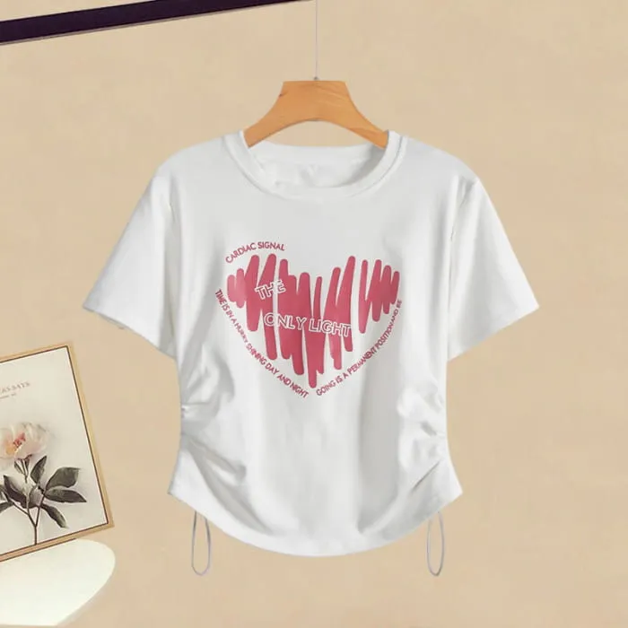 Cartoon Pink Heart T-shirt Cargo Pants