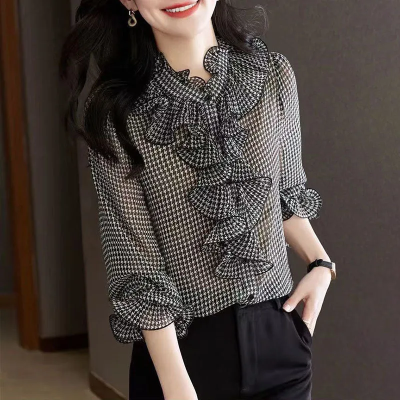 Casual Elegant Ruffle Chiffon Shirt