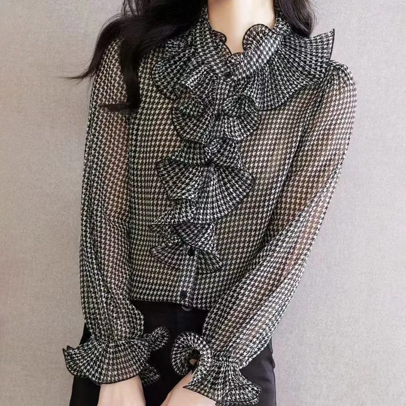 Casual Elegant Ruffle Chiffon Shirt