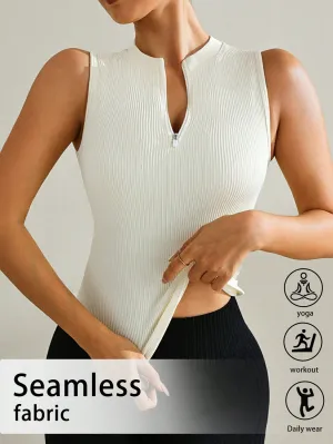 Casual Solid Color Seamless Racerback Tank Top FW24