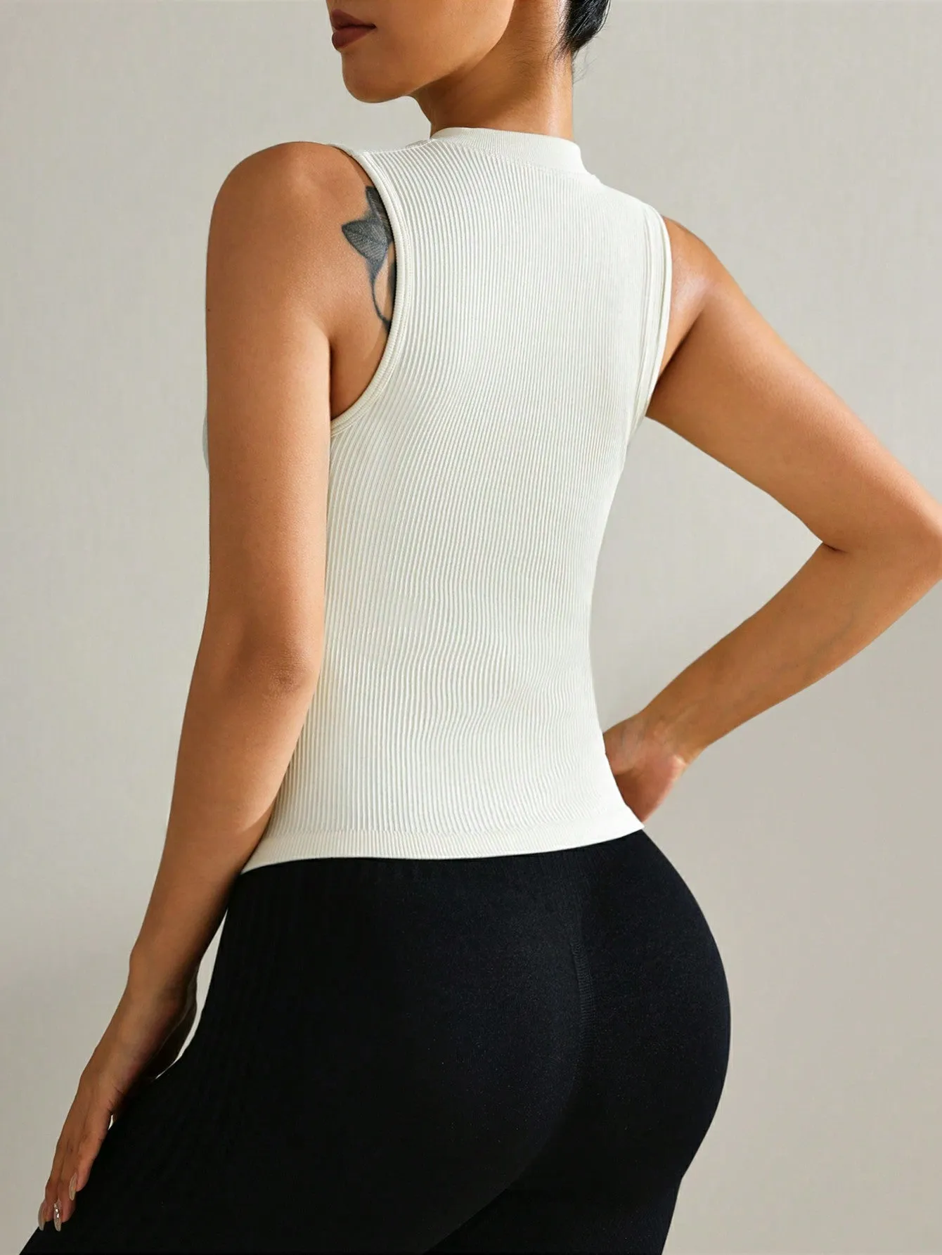 Casual Solid Color Seamless Racerback Tank Top FW24