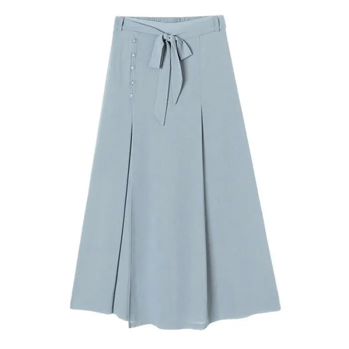 Chic Printed T-Shirt Chiffon Lace Up Split Pants Set