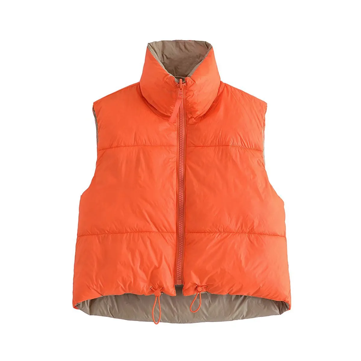 Colorblock Fashion Stand-Up Collar Padded Short Vest Wholesale Coats