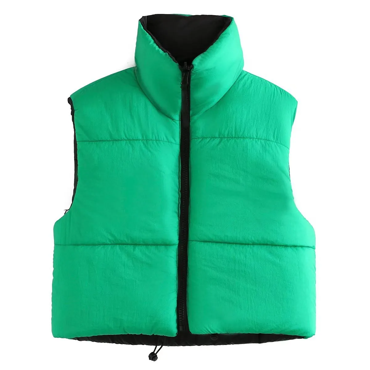 Colorblock Fashion Stand-Up Collar Padded Short Vest Wholesale Coats