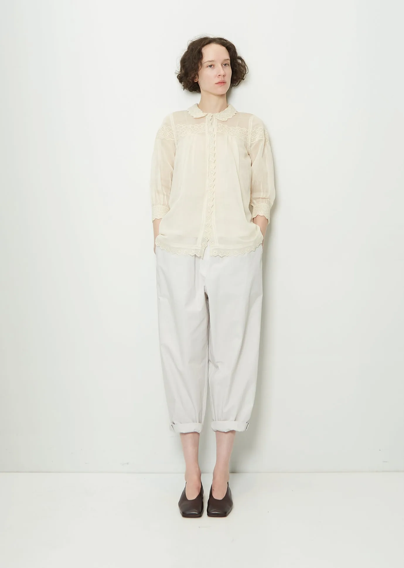 Cotton & Silk Lace Button Up Shirt