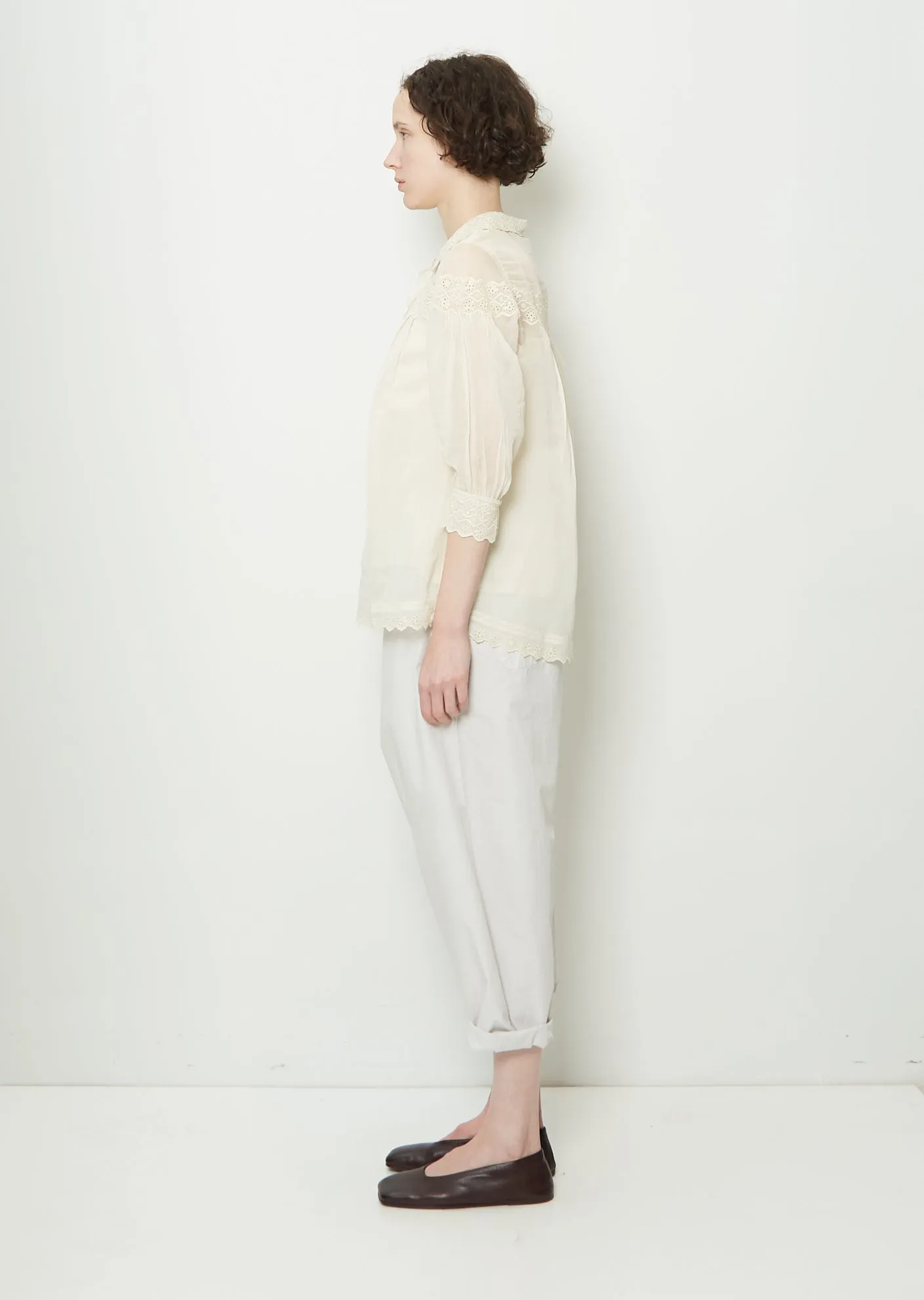 Cotton & Silk Lace Button Up Shirt