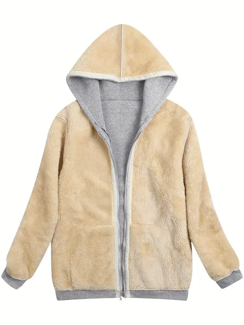 Cozy Fuzzy Hooded Jacket for Women