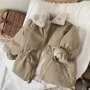 Cozy Khaki Lamb Wool Blend Parkas