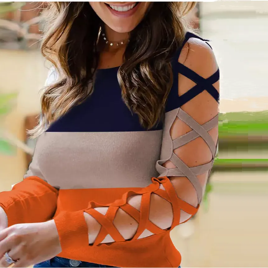 Criss-Cross Long Sleeves Blouse