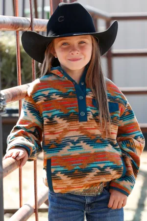 Cruel Denim Girl's Southwestern Polar Fleece Pullover - Khaki