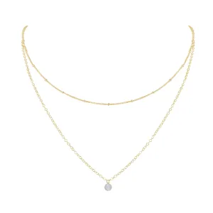 Crystal Quartz Gemstone Chain Layered Choker Necklace