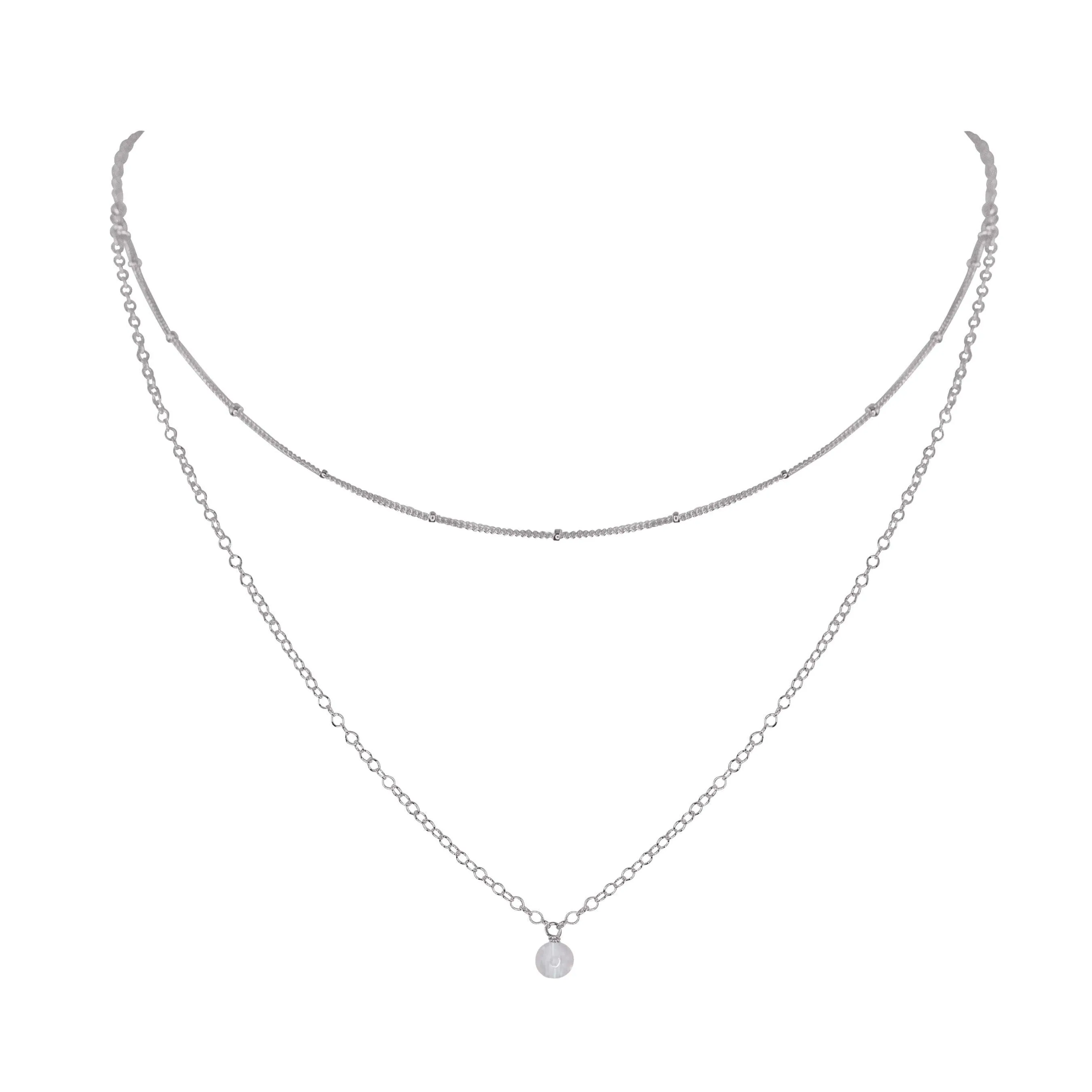 Crystal Quartz Gemstone Chain Layered Choker Necklace