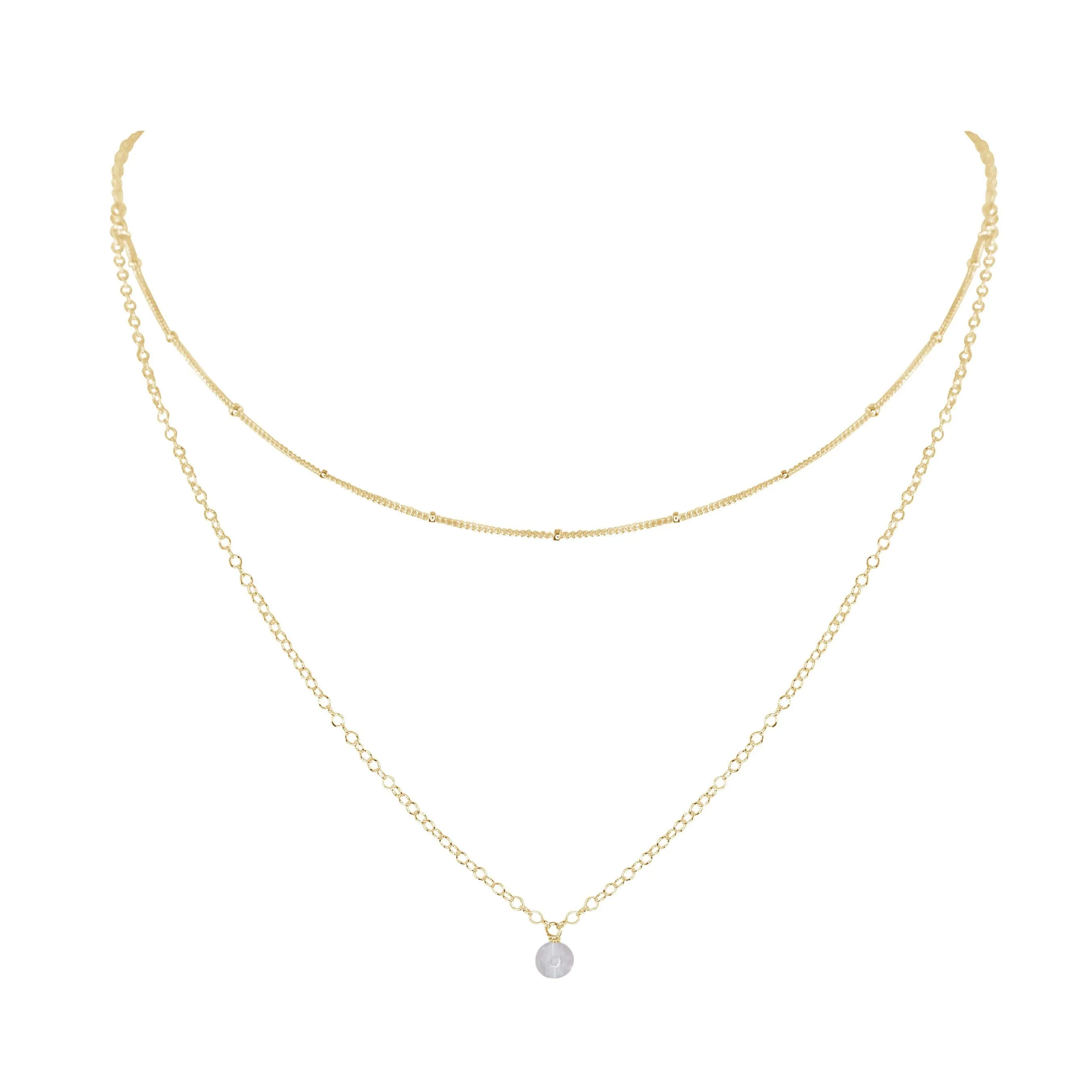Crystal Quartz Gemstone Chain Layered Choker Necklace