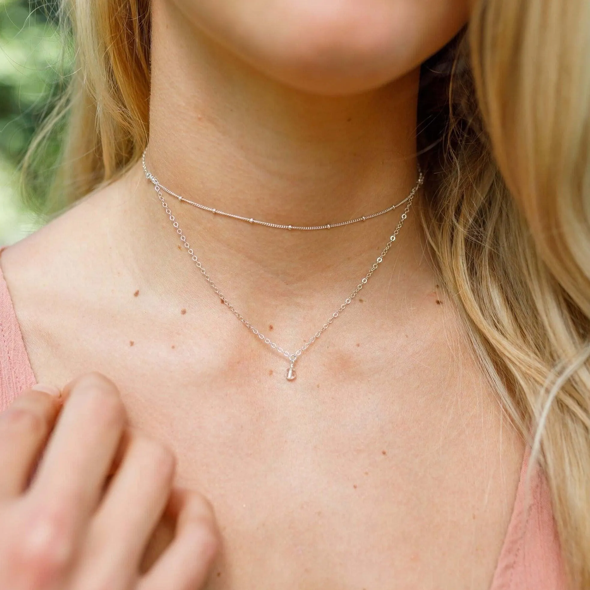 Crystal Quartz Gemstone Chain Layered Choker Necklace