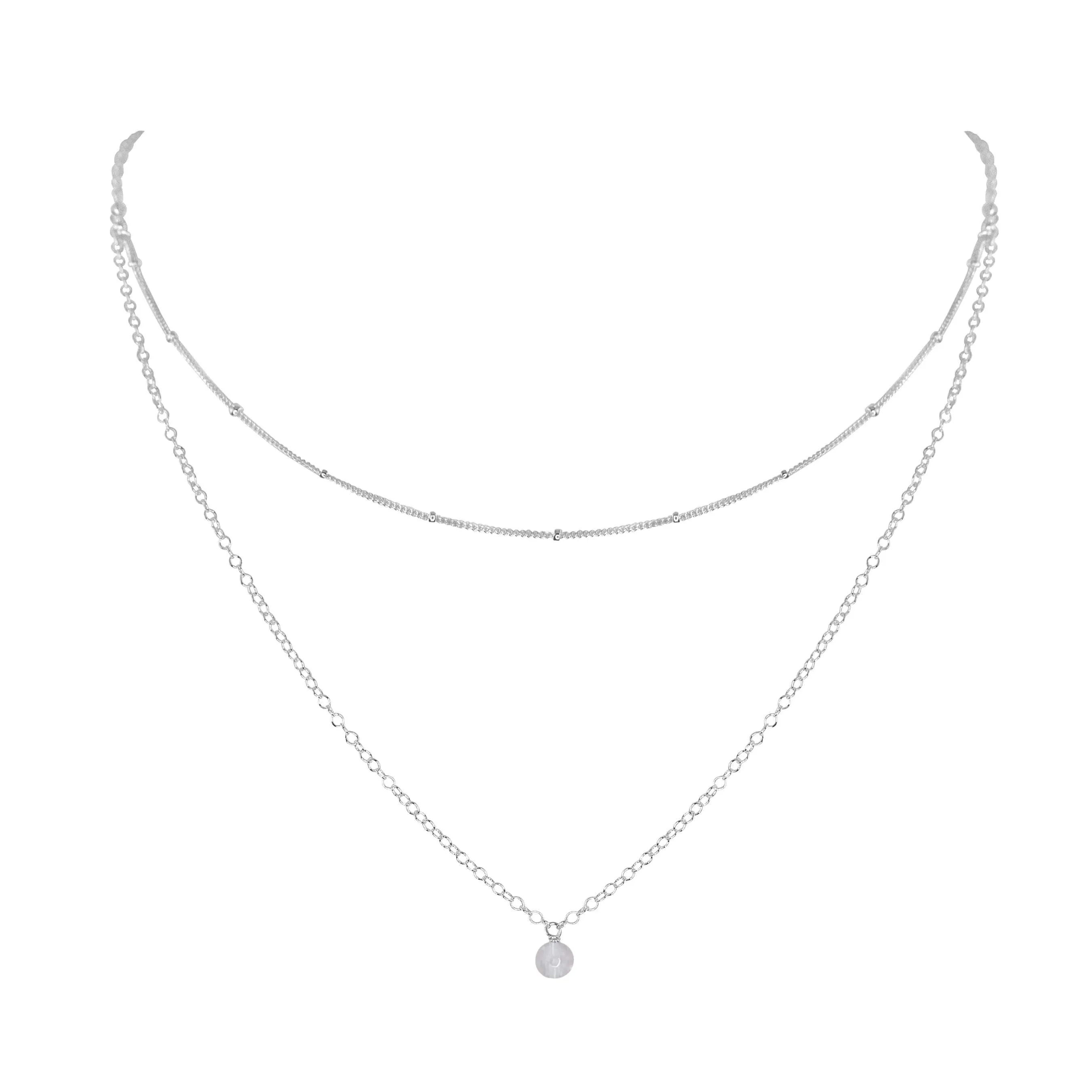 Crystal Quartz Gemstone Chain Layered Choker Necklace