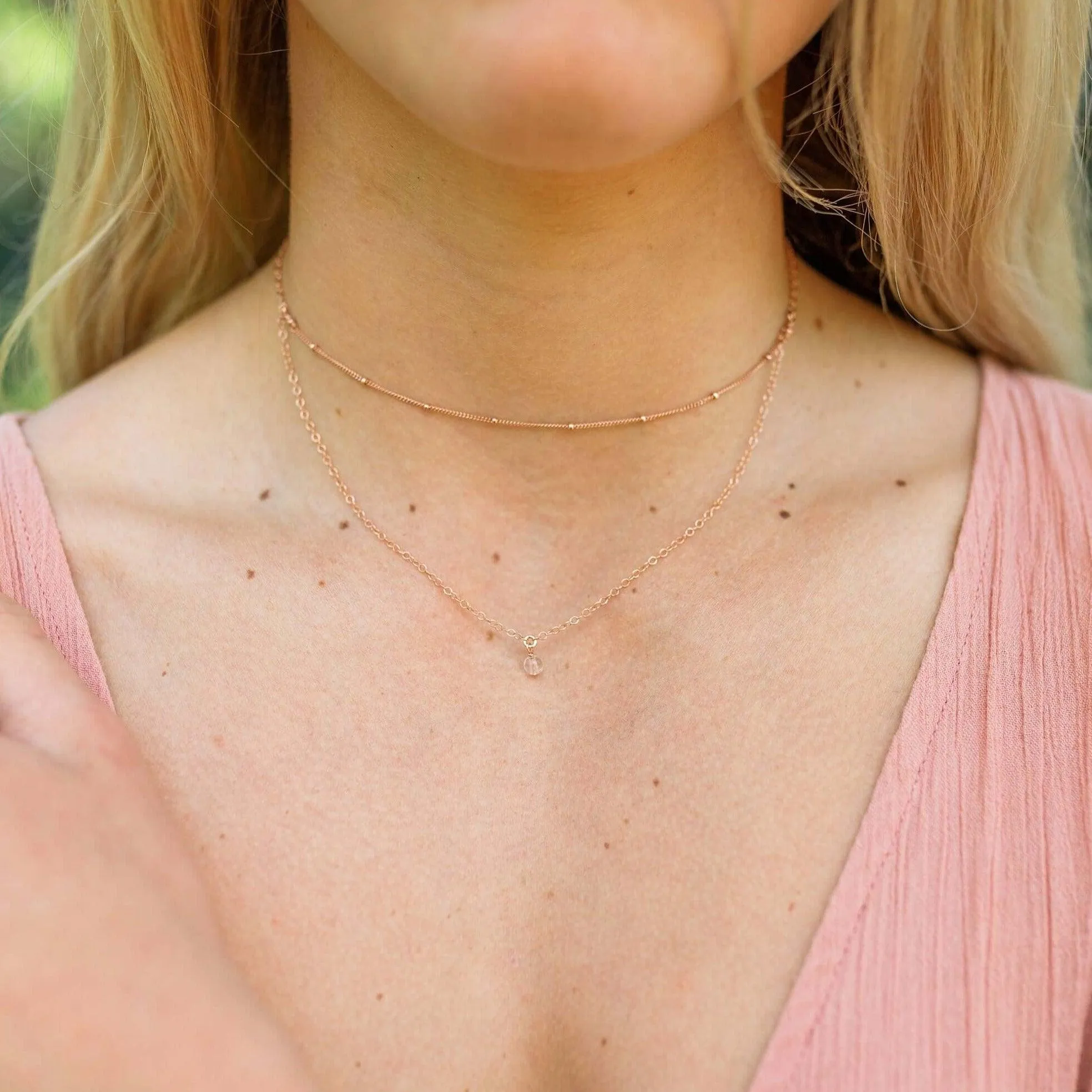Crystal Quartz Gemstone Chain Layered Choker Necklace