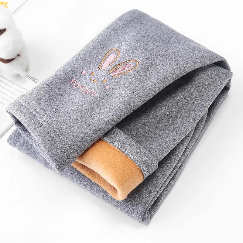 Cute Rabbit Girls' Thick Leggings Warm Autumn &Winter Bottoms