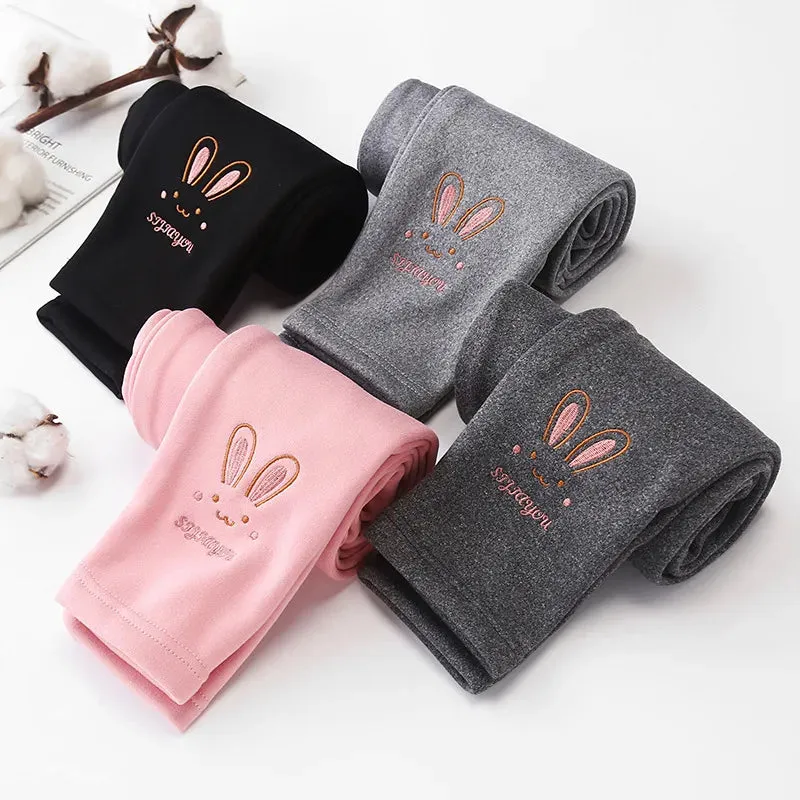 Cute Rabbit Girls' Thick Leggings Warm Autumn &Winter Bottoms