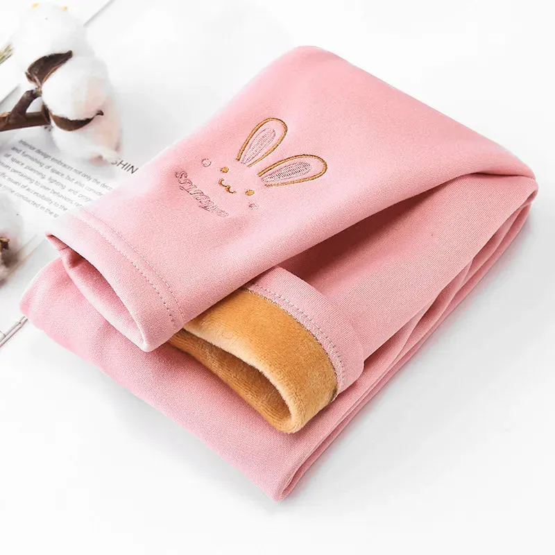 Cute Rabbit Girls' Thick Leggings Warm Autumn &Winter Bottoms