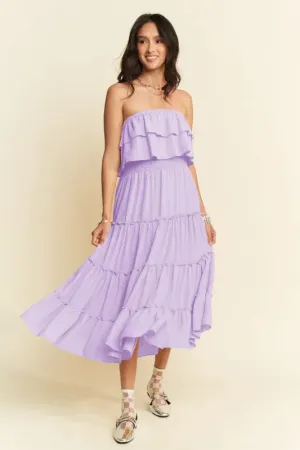 Davi & Dani Tiered Flowing Tube Midi Dress