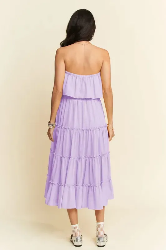 Davi & Dani Tiered Flowing Tube Midi Dress