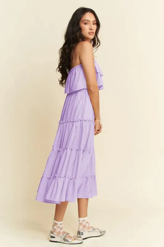 Davi & Dani Tiered Flowing Tube Midi Dress