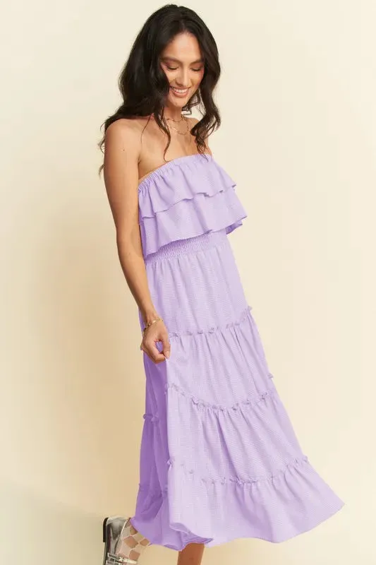 Davi & Dani Tiered Flowing Tube Midi Dress