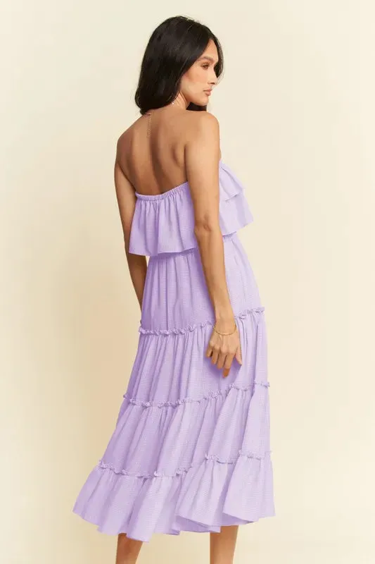 Davi & Dani Tiered Flowing Tube Midi Dress