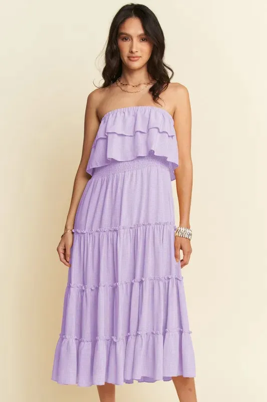 Davi & Dani Tiered Flowing Tube Midi Dress