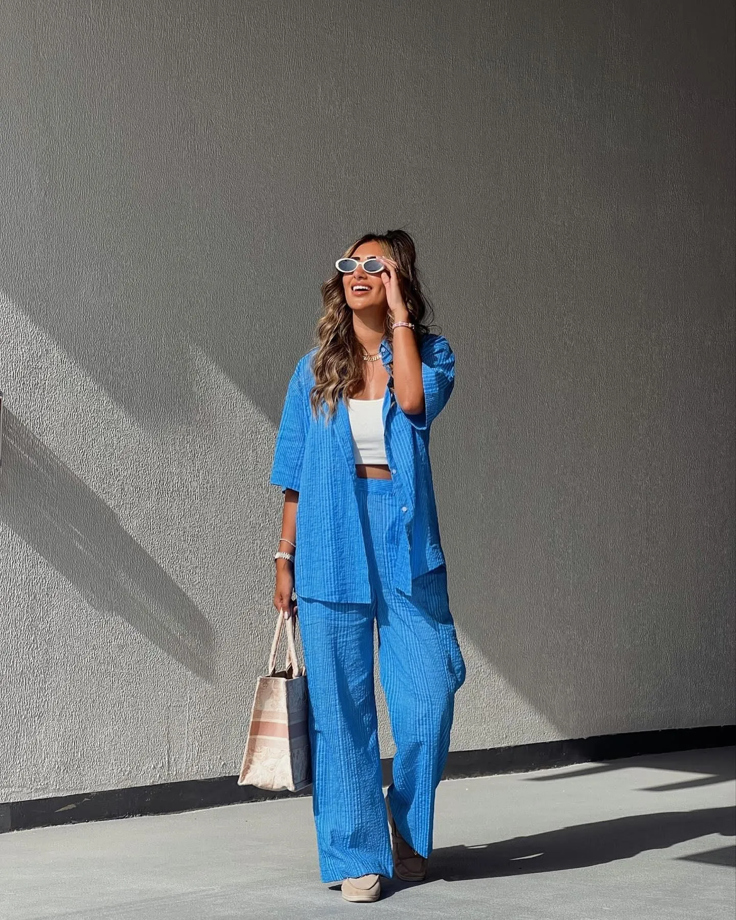 DENEN PANTS & SHIRT CO-ORD - BLUE