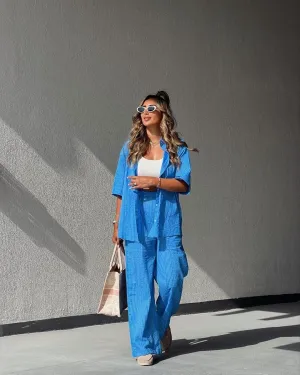 DENEN PANTS & SHIRT CO-ORD - BLUE